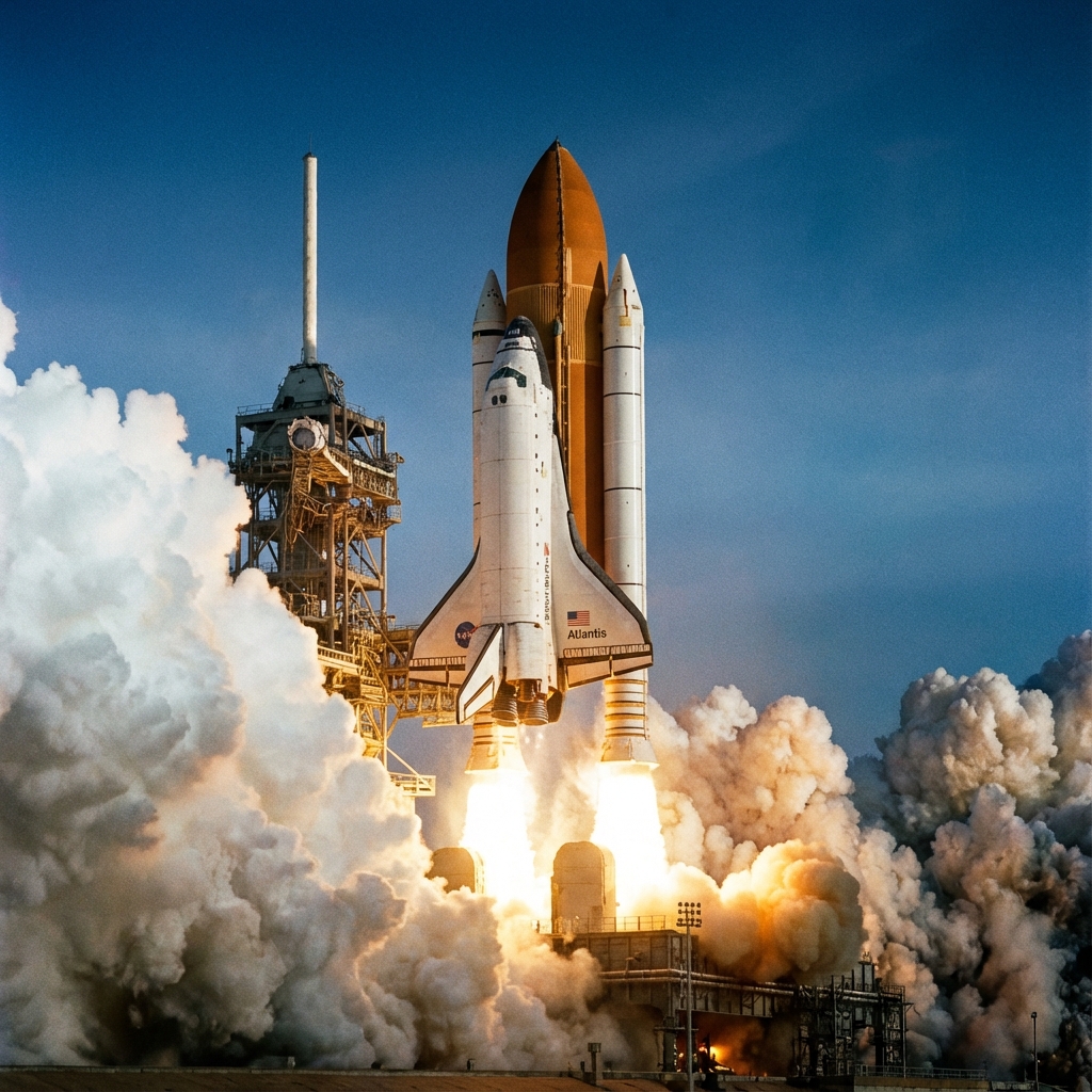 Space Shuttle im Orbit über der Erde